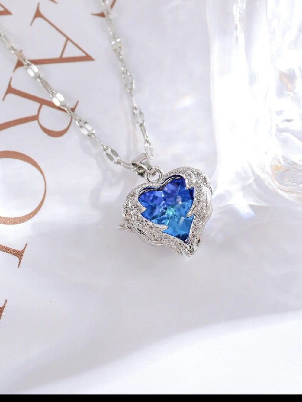 Stainless Steel Luxury Ocean Heart Pendant Necklace